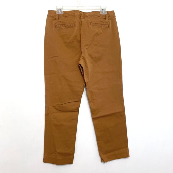 LANDS’ END Mid Rise Slim Leg Chino Crop Pants Brown Cotton Cropped Chinos Work 8 - Picture 11 of 15